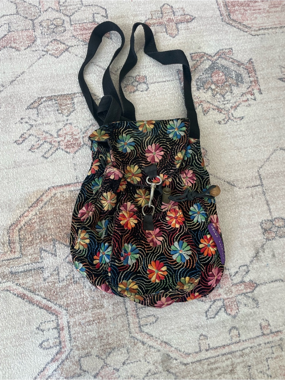 Multicolor Embroidered Floral Mini Backpack Boho Fairycore